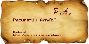 Pacurariu Arnó névjegykártya